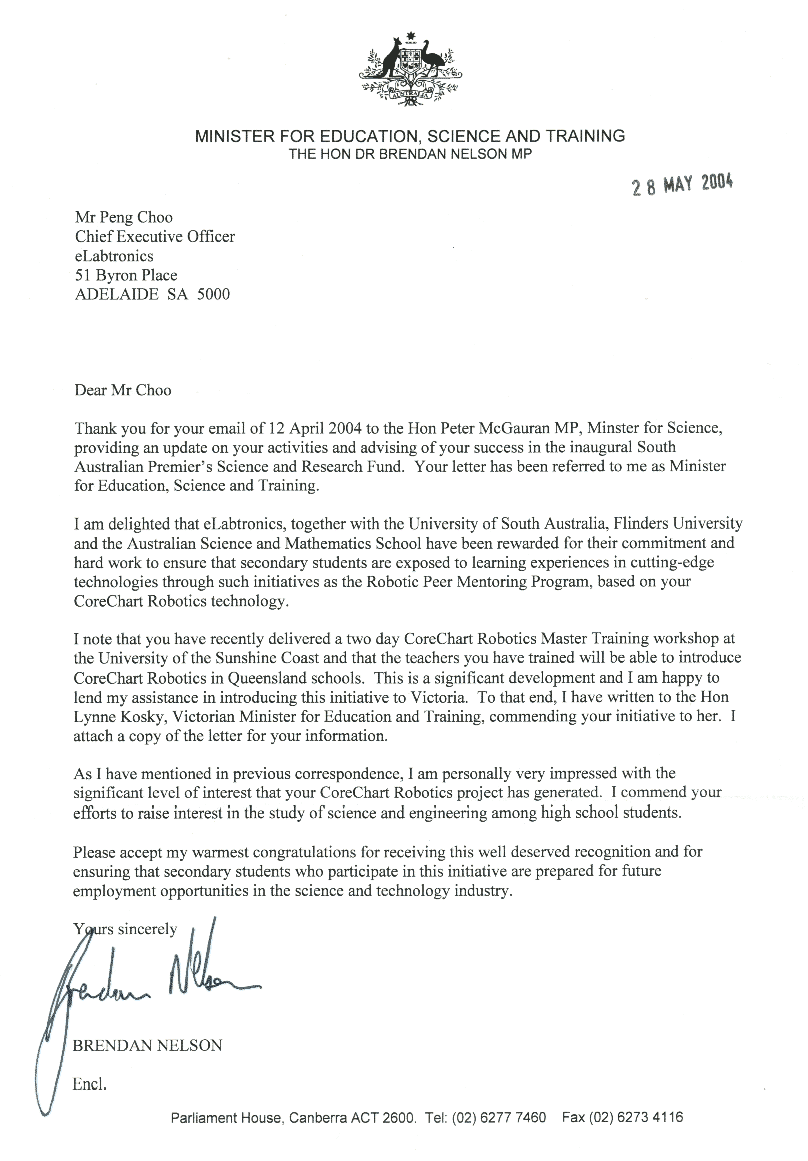 Brendan Nelson Letter